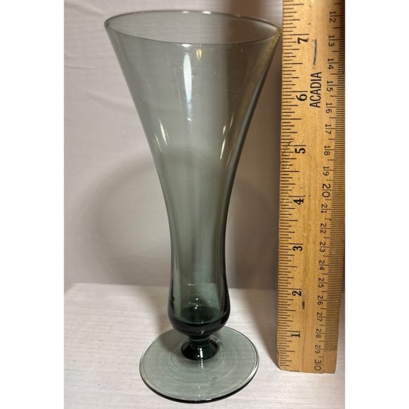 Wilhelm Wagenfeld for WMF Tourmaline Glass Fluted Vase Smoky Blue 7" Germany - Picture 5 of 6